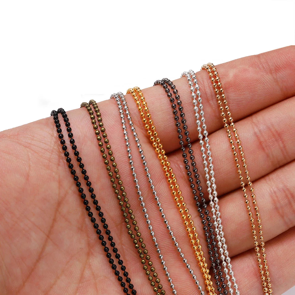 Wholesale 1.2mm Colorful Iron Ball Chain Handmade Jewelry Findings & Components for Clothing Decoration Keychain Charms
