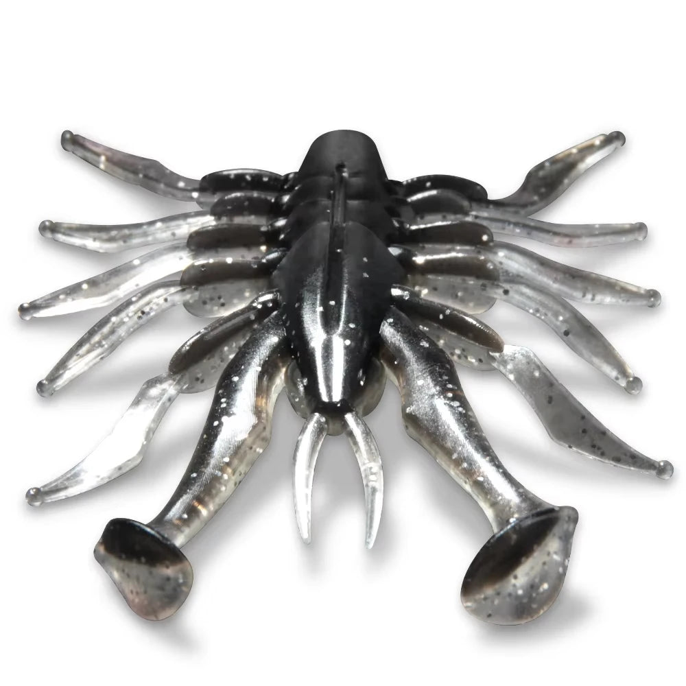 Spinpoler Freshwater Soft Plastic Shrimp Fishing Lure Underwater Insects 90mm/5.5g Soft PVC Shrimp Creature Bait Bass Perch