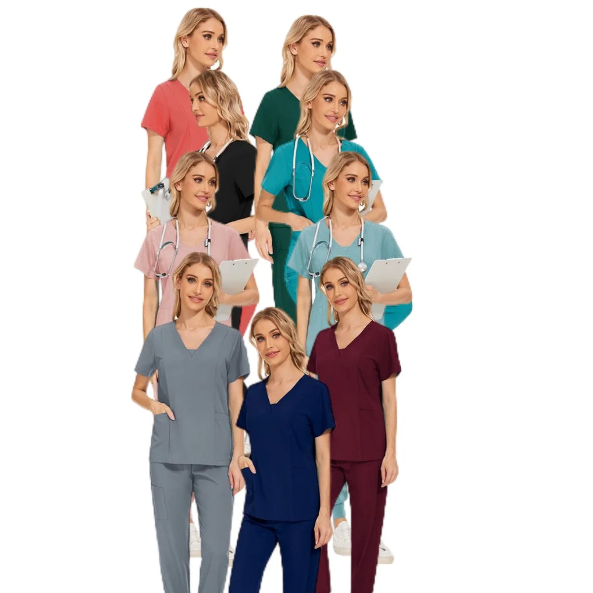 42025LW Wet Surgical Scrub Brush Jogger Stacked Scrubs Sets Luxury Medical Scrubs
