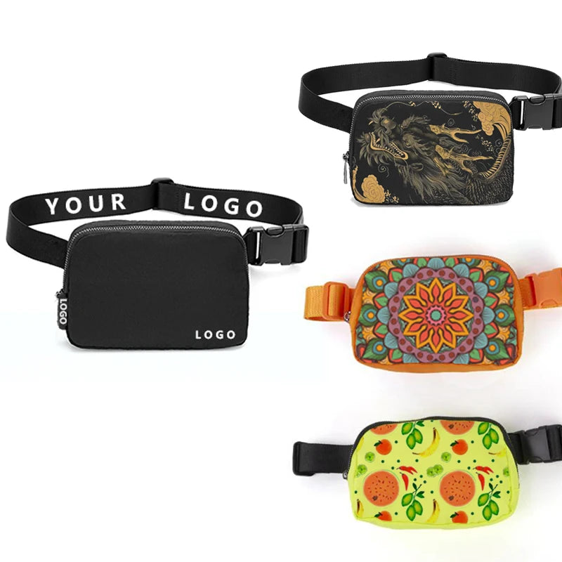 Custom Your Design Lulu Chest Bag Running Belt Bag Fashion Women Waterproof Nylon Pack Outdoor Waist Pack Adjustable