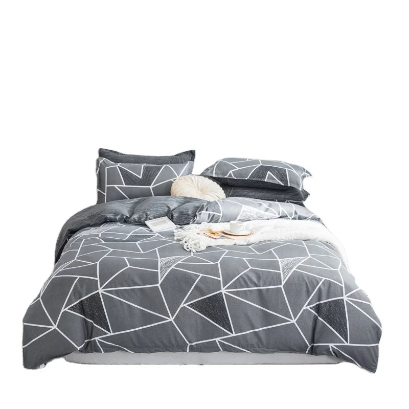 Brand New European American Luxury Geometric Print Customizable Wedding Four-piece Bedding Set 100% Polyester All-Season Custom