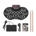 Portable Electronic Drum Set USB Roll up Drum Pad Kit 9 Drumpads Built-in Speaker with Sticks and Foot Pedals Digital Percussion