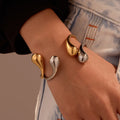 Punk Chunky Water Drop Open Bracelet Bangle Adjustable Stainless Steel 18K Gold Plated Fashion Jewelry Girls