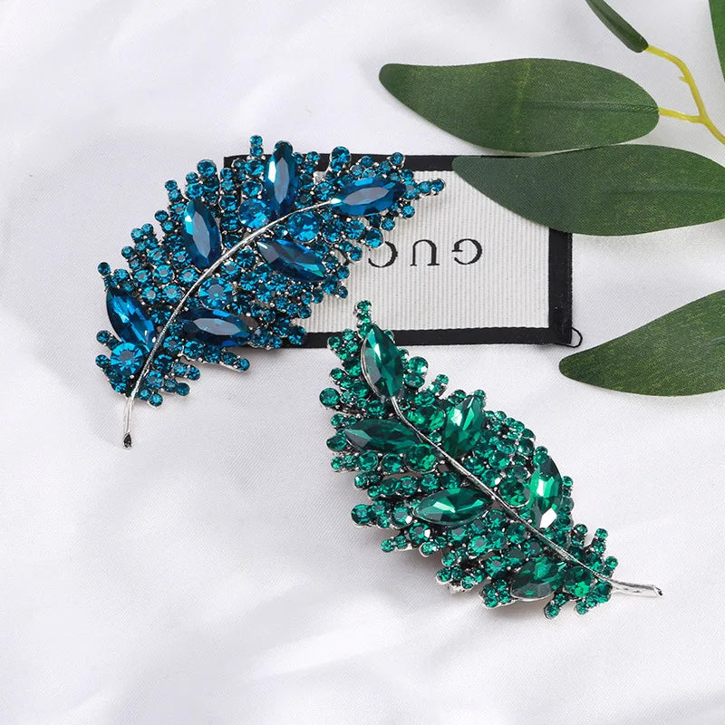 Fashion Jewelry Accessories Large Rhinestone Brooch Pins Acrylic Hollow Leaf Brooches for Men and Women Decoration