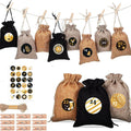 24 Set Eco-friendly Fabric Jute Christmas Gift Bags Small Size 10x14cm Decoration Supplies