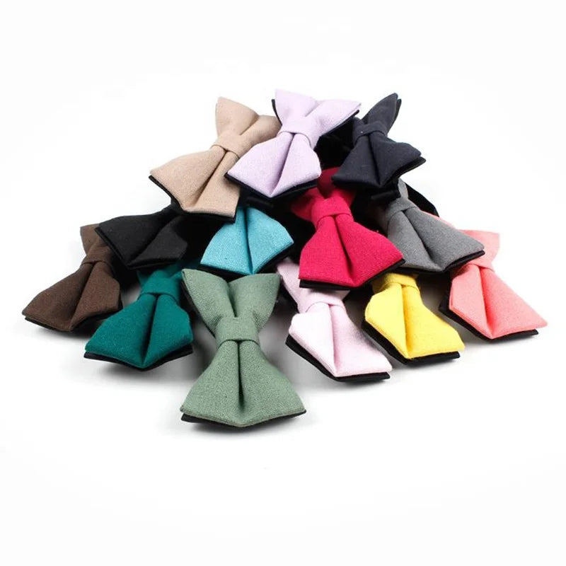 Custom Classic Solid Color 100% Cotton Bow Tie and Cravat for Men's Wedding and Party Suits