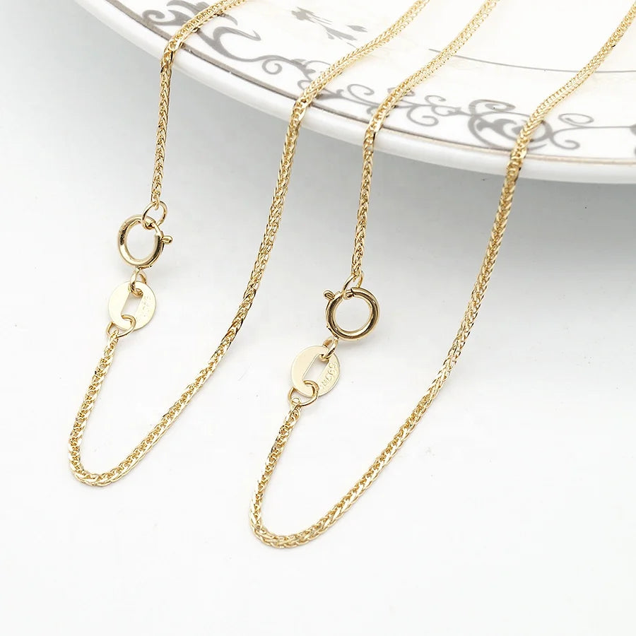 New Fine Wholesale 1.1mm 14K Wheat Gold Chain Necklace Bulk in Roll AU585 Gold Jewelry