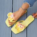 5132-2 Flower Flip Flops Cross-border New Summer Fashion Clip on Flat Bottomed Casual Beach Sandals Oversized Women's Shoes