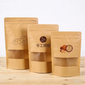 Stand up Pouch Food Packaging Ziplock Printed Custom Kraft Paper Bag With Window