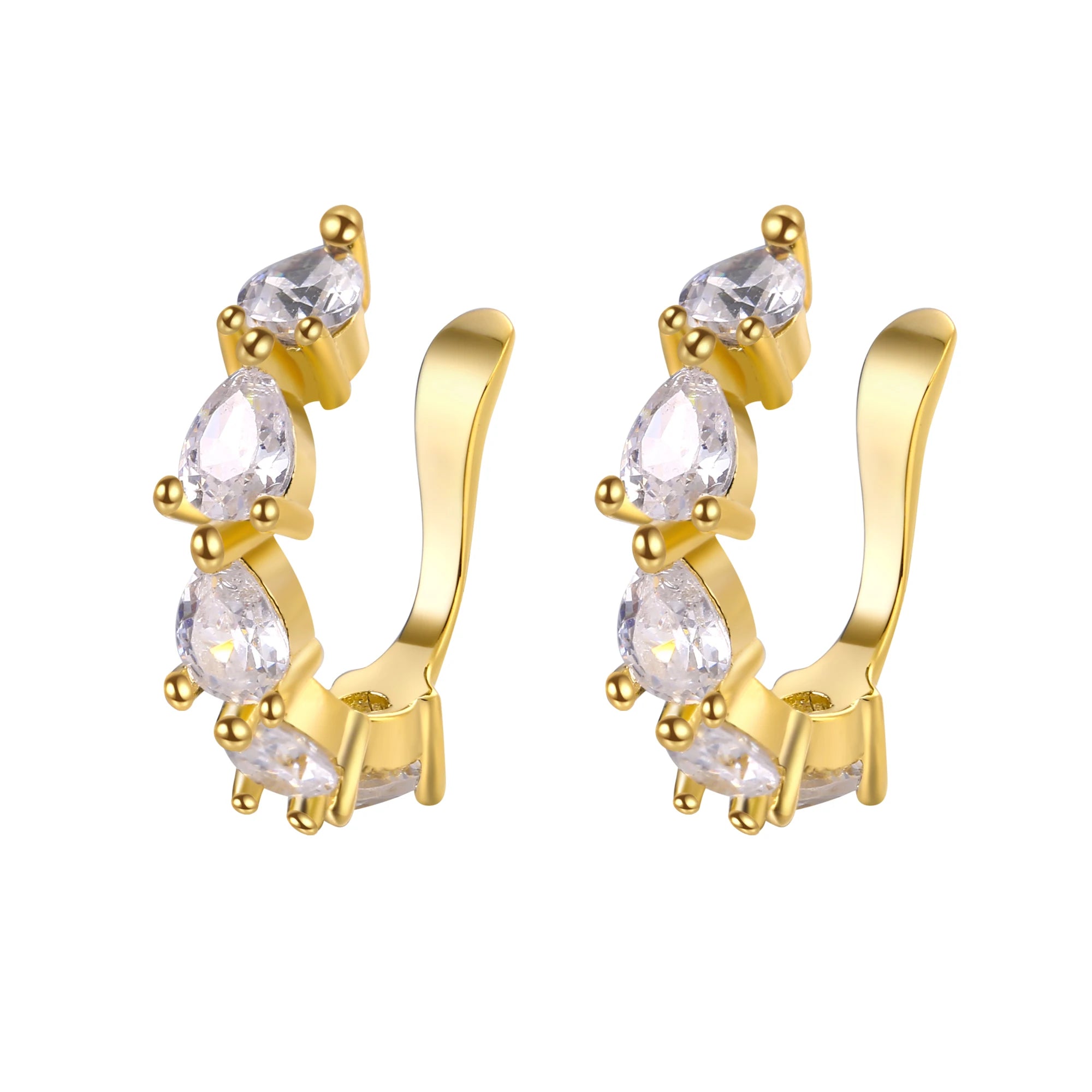 Fashion Woman Earrings Zircon Ear Clips 18K Gold Plated Jewelry Wholesale