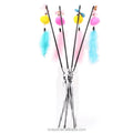 Fast Shipping Interactive Cat Toy Colorful Feather Bell Eco-Friendly Rope Teaser Stick Classic Simple Style for Playing