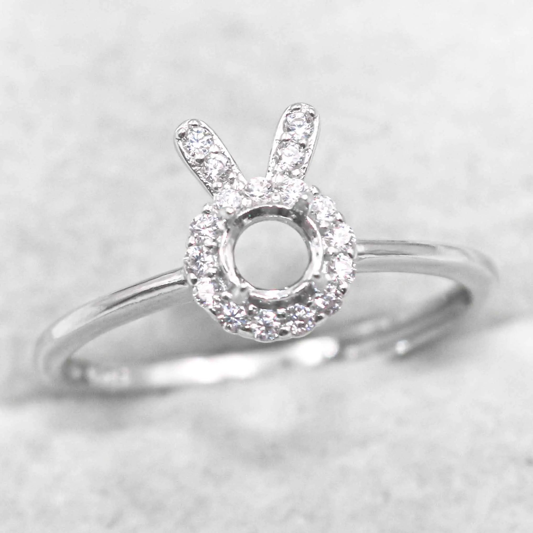 Sterling Silver 4mm/6mm Semi Mount Ring Frame Empty Blank Support Claws Setting S925 Base Without Center Stone for Inlay DIY
