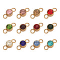 Wholesale Colorful 12 Birthstone Charm Stainless Steel Round Diamond Connector Pendant for Jewelry Making