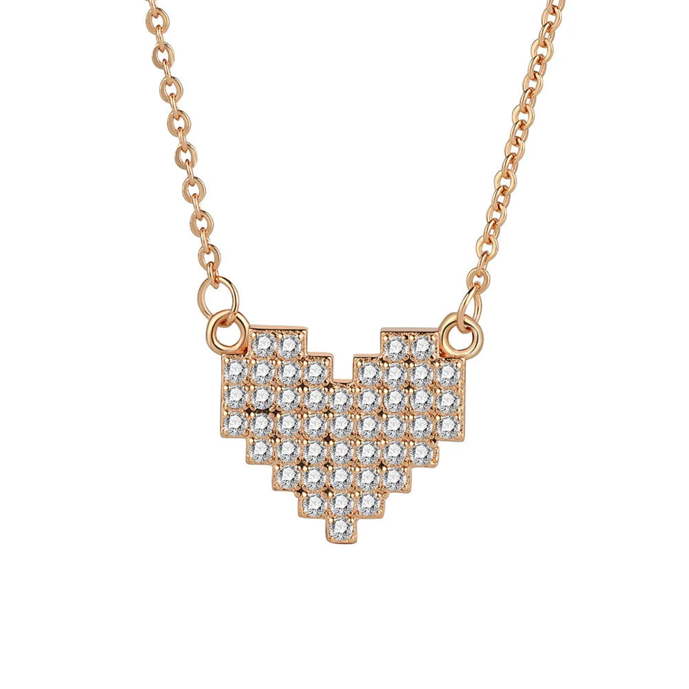 Cute Romantic Zircon Heart Pendant Women Necklaces Korean Fashion Female Wedding Jewelry Ladies Clavicle Chain