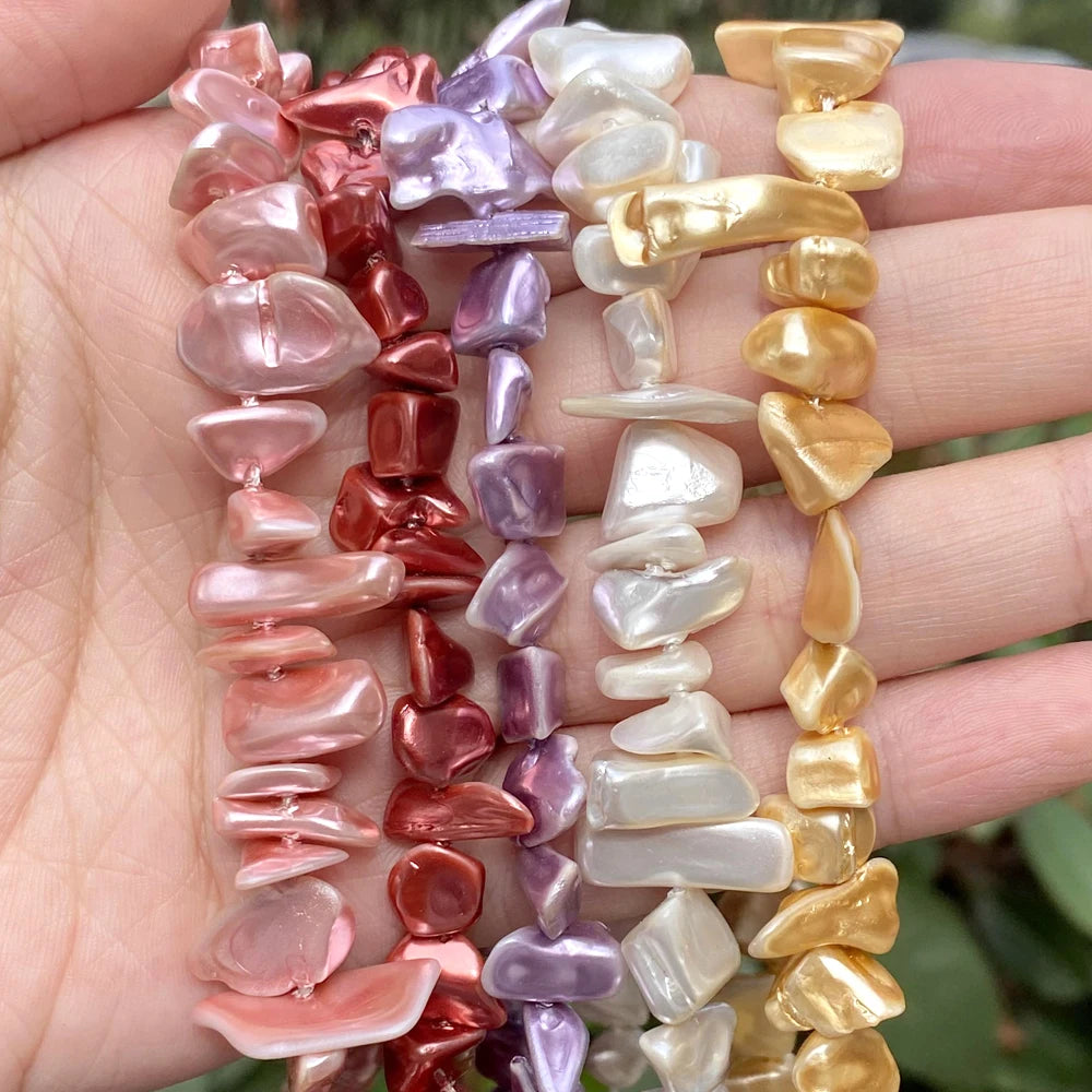 Natural Shell Beads Electroplating Colorful Mother of Pearl Chips Beads for Jewelry Making Handmade Diy Bracelet Accessories