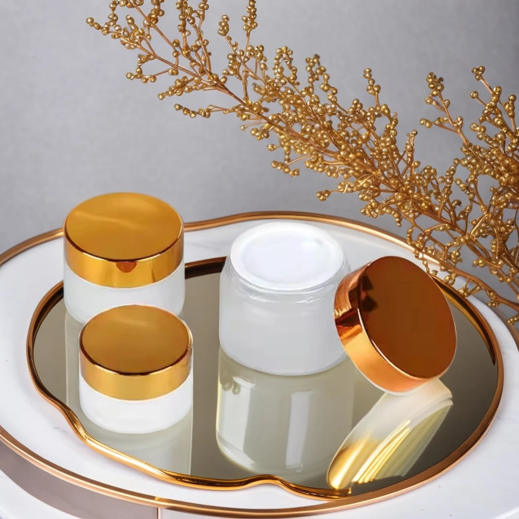 Cosmetic Containers 5g-100g Amber Glass Cream Jars with Aluminum Cap for Eye Cream Skin Care Cream Face Mask