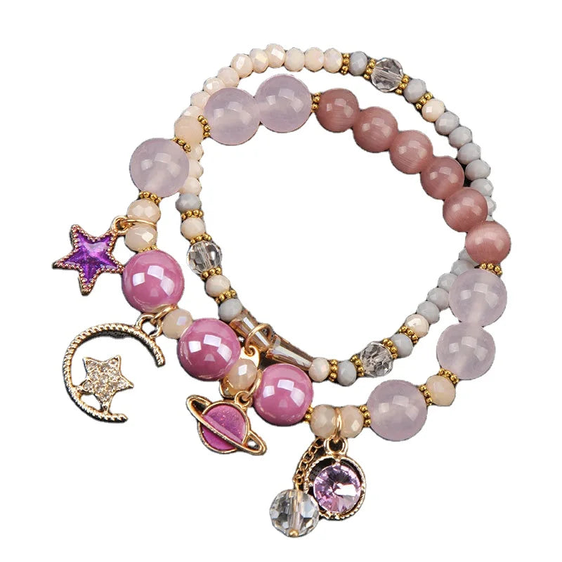 Fashion Round Crystal Natural Stone Beads Charm Bracelet for Women New Arrivals Jewelry Gift
