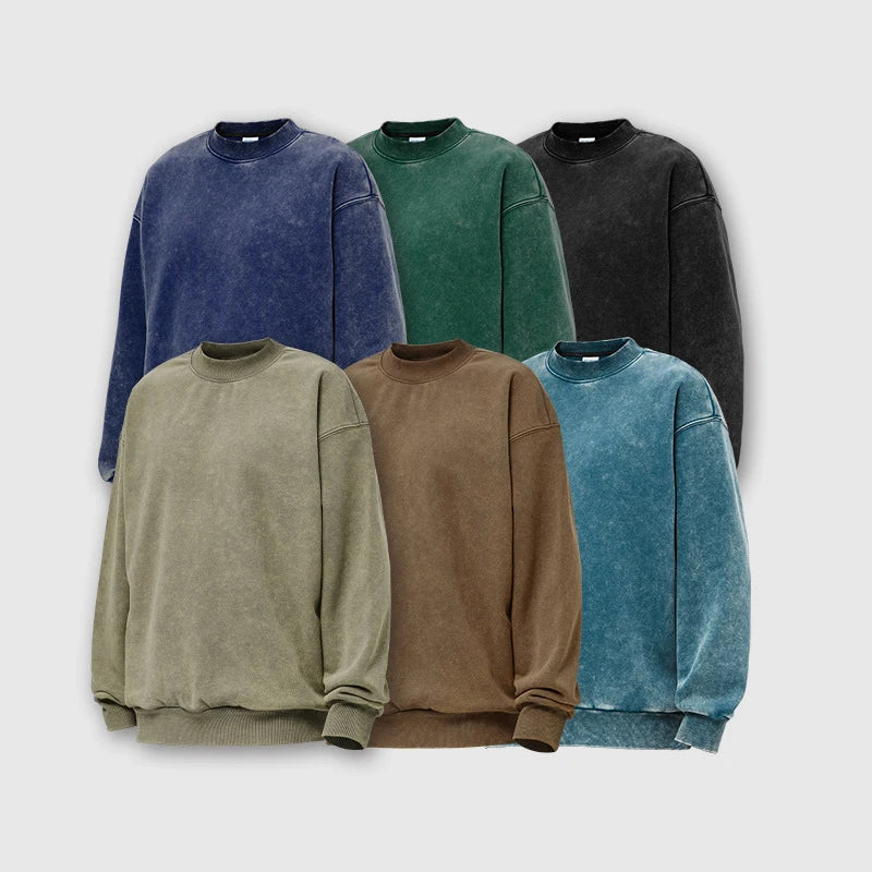 Blank Washed Sweatshirt Vintage Fleece Do Old Style Brand Oversized Loose Jumper