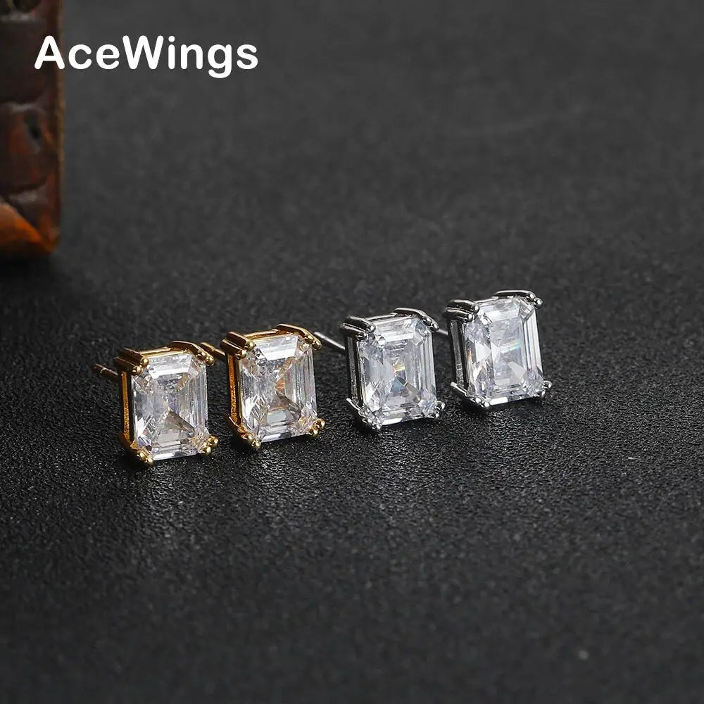E070 Bling Bling Stud Earrings Brass CZ Female Earrings Fashion Jewelry for Women