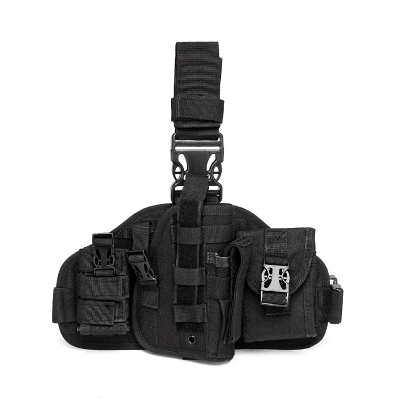 Multifunctional Outdoor Tactics CS Camo Combo Set Adjustable Nylon Leg Bag and Hidden Carry Leg Bundle for Outdoor Activities