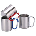 220ml Outdoor Camping Travel Portable Stainless Steel D Ring Coffee Mug Double Walled Carabiner Cups Climbing Hook Handle Cup