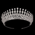 Gold-filled Flowers Shaped CZ Large Pageant Crown for Beauty Wedding Copper Tiara for Bride  Corona Princesa BC6762