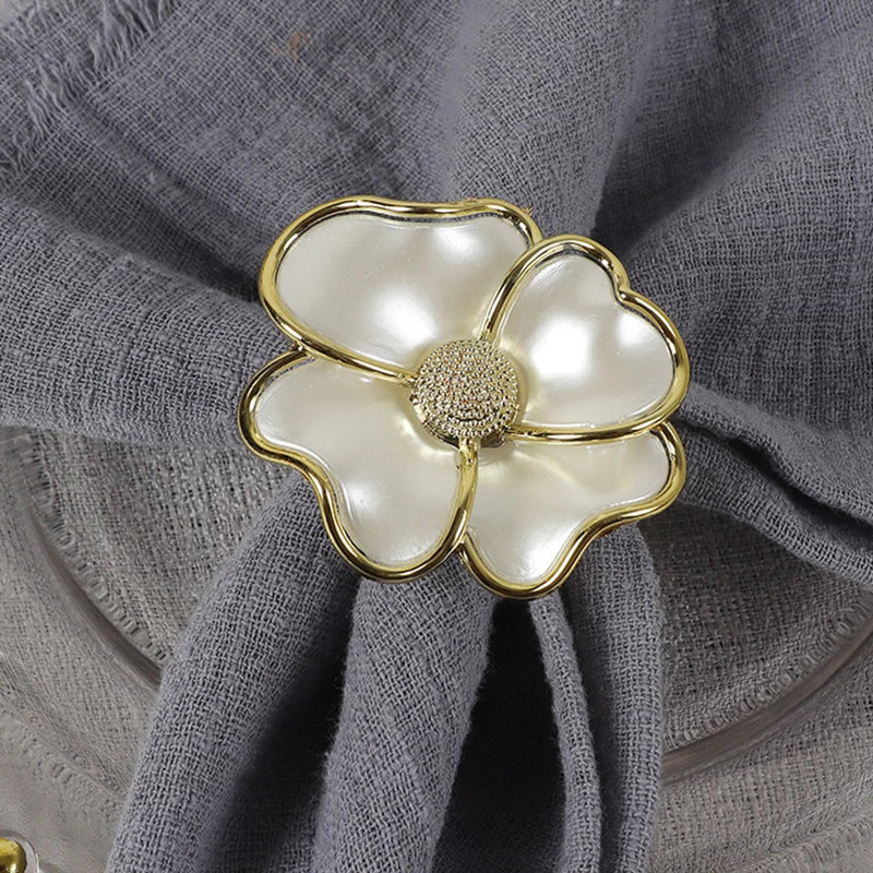 Gold Napkin Rings Set Modern Elegant Wedding Gold Accessories Flower Napkin Rings for Wedding Table Decoration Napkin Rings