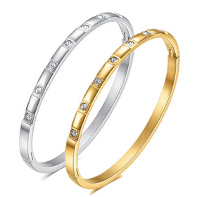 Yiwu Daicy Classic Design Fashion Jewelry 4MM 18K Gold Bangles Zircon Diamond Bracelets for Women Couple Accessories