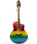 Weifang Rebon 6 String 41 Inch Solid Top  Cutaway Flamed Maple Acoustic Guitar in Rainbow Colour