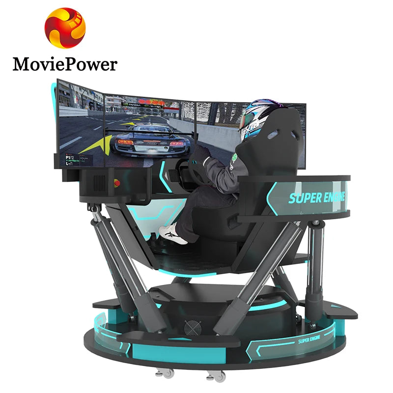 Amusement Park Equipment Driving Interactive F1 Racing Simulator 6-dof 3 Screen Crazy Racing Game