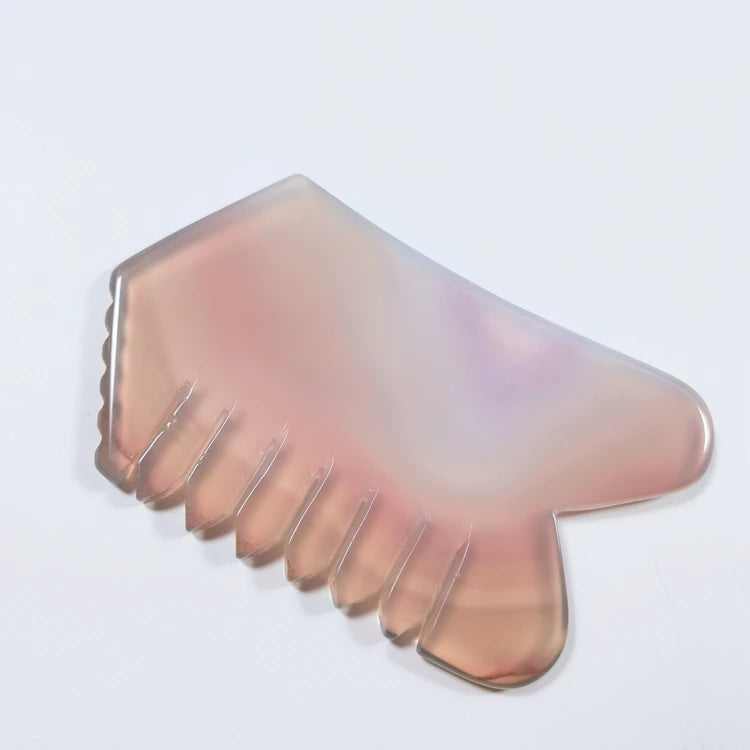 Huiying Comb Shape Logo Beauty Personal Care Natural Grey Agate Facial Gua Sha Crystal Tool