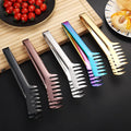 Kitchen Color Electroplating Stainless Steel Spaghetti Salad Egg Tongs with Fingers Baking Buffet Cafeteria Clips Tongs