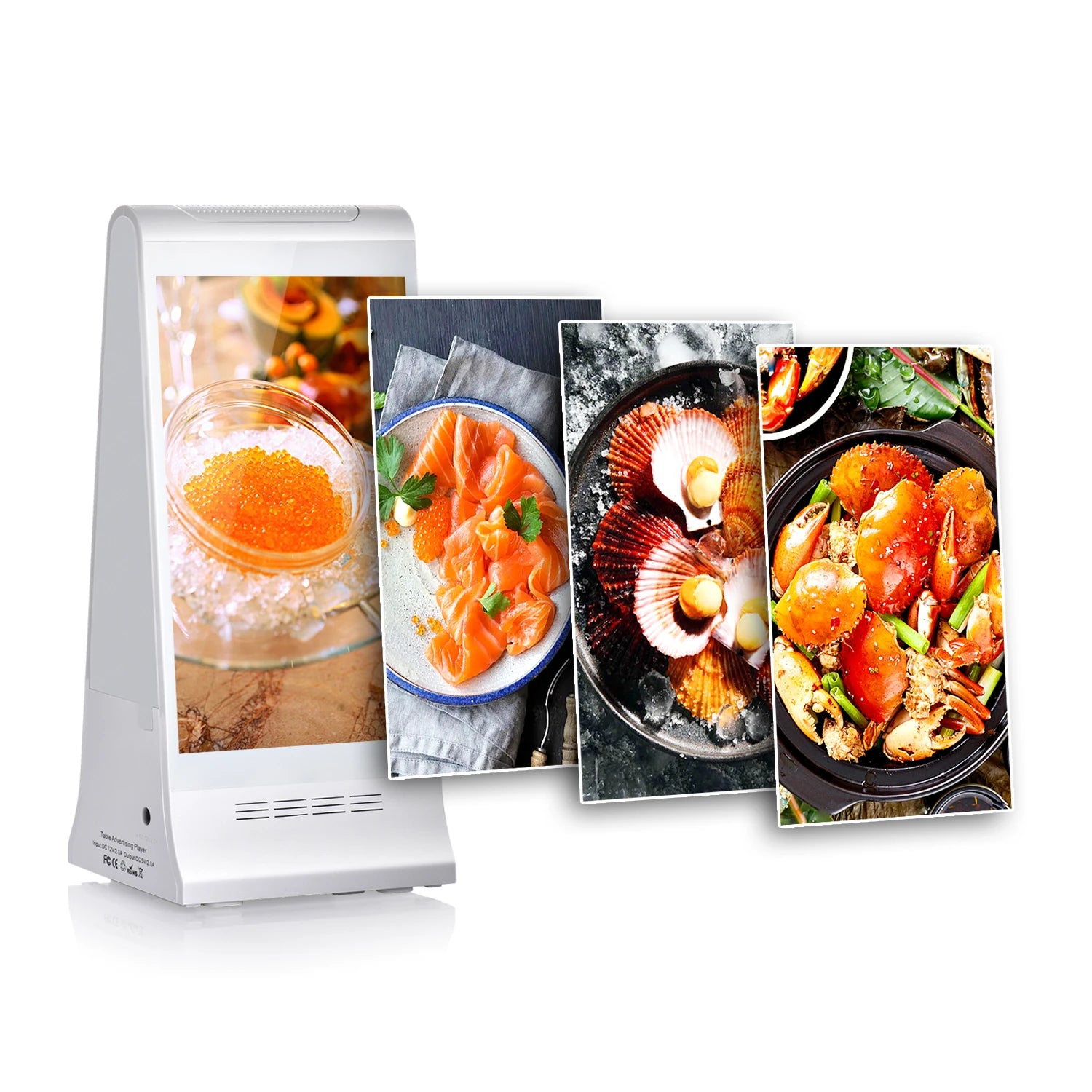 WeADS Dual 8 Inch Touch Lcd Advertising Player Cell Phone Charging Table Advertising Restaurant Menu Power Bank