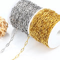 18K PVD Plated Stainless Steel Chain Oval Sunflowers Shape Chains Links Water Sweat Resistant for Jewelry Making Necklace