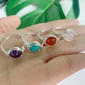Raw Crystal Stone Wrap Ring DIY Copper Wire  Braided Gemstone Wire Wrapped Crystal Stone Ring