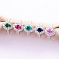 Elegant Classic Design Synthetic Blue Sapphire Ruby Ring 925 Sterling Silver Jewelry Women Engagement Rings