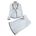 Wholesale Woollen Elegant White Suits Women Office Lady Suit Tweed Blazer Set Women Skirt Suits Office Formal