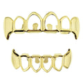 Hot Trend Durable Non-Tarnish Brass Fangs Set Copper Gold Plated Hollow Tooth Grillz for Engagement Party Wedding As a Gift