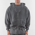 Wholesale Light Grey French Terry Full Zip Hoodie for Men 100% Cotton Custom Vintage Wash Winter Season with Hooded Collar