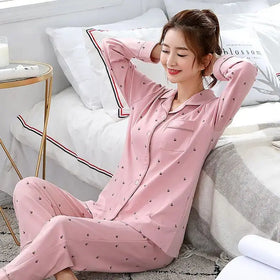 Lady Cartoon Long Sleeve Pants Women Pajamas Sets Pajamas Casual Solid Large Size Sleepwear Women's Home Clothes