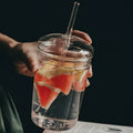 Brief Style Transparent Clear Milk Juice Student Drinking Cup With Straw and Lid Glass Water Mug