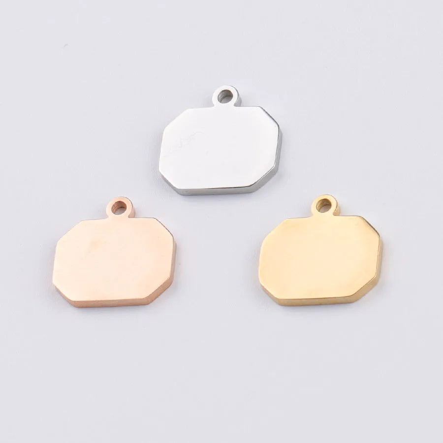 1.5*13*13mm Wholesale Stainless Steel Egeometric Pendant High Polishing Custom Engraved Irregular Charms for Jewelry Making