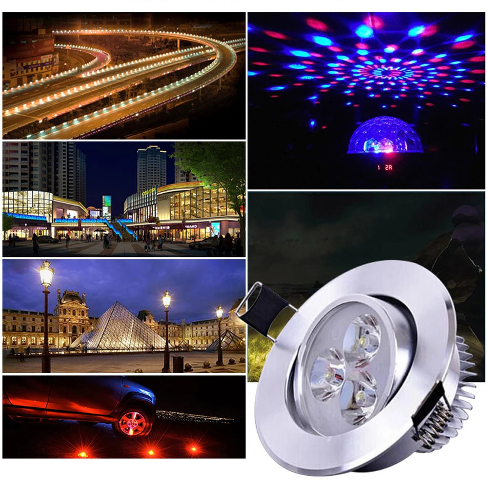 New 3W High Power LED Lamp Bead 700mA Brightness Red Green Yellow Blue Pink Natural Warm Cold White UV Infrared Light