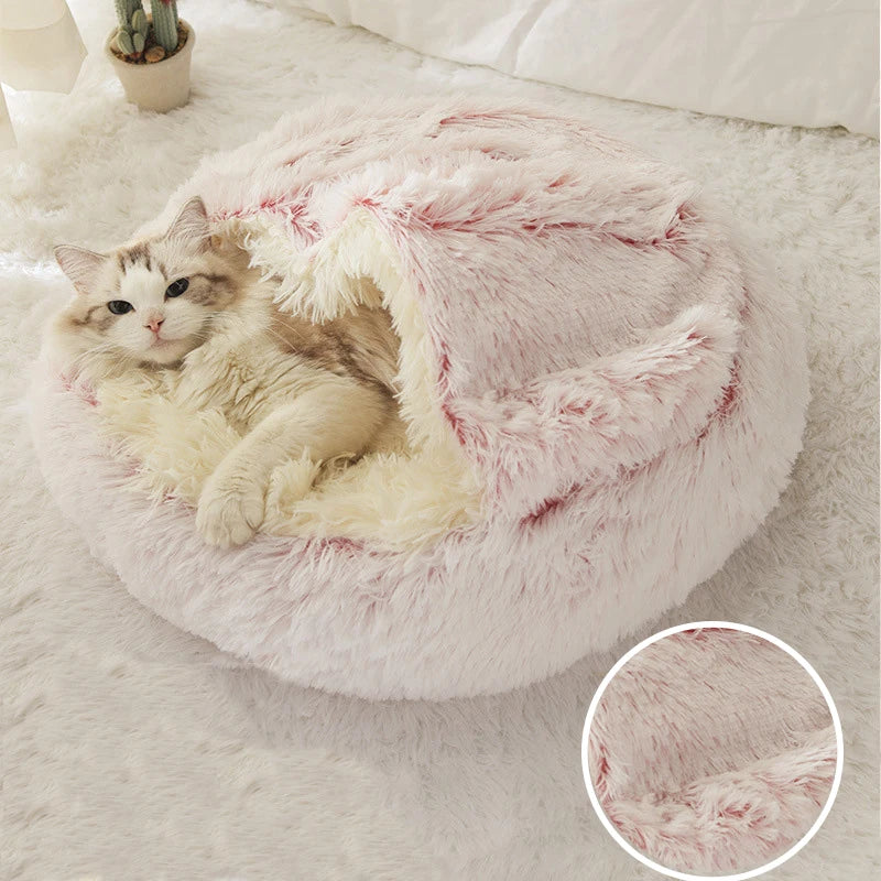 50CM Winter Cat Bed Warm Cat Mat Round Long Plush Sofa Soft Sleeping Cushion Pet Basket Bed for Cat Nest Pet Bed Drop Shipping