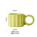 Solhui Nordic Style Twist Handlebar Design  Large Capacity Ceramic Mugs Ins Creative Vertical Strip Ceramic Mug
