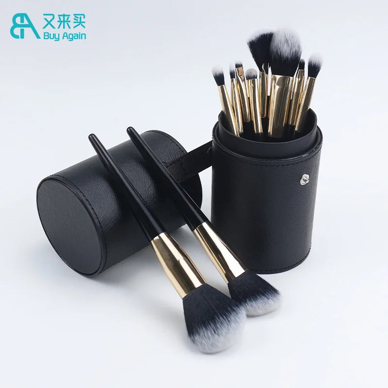 Wholesale Custom logo High Quality 10 Piece 10pcs Makeup Tools Gift Sets Kit Soft Fluffy Black Travel Make up Makeup Brushes Set