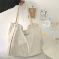 Best Large Beige Packable Hand Embroidered Company logo Foldable Weekend Nylon Tote Bag for Travel