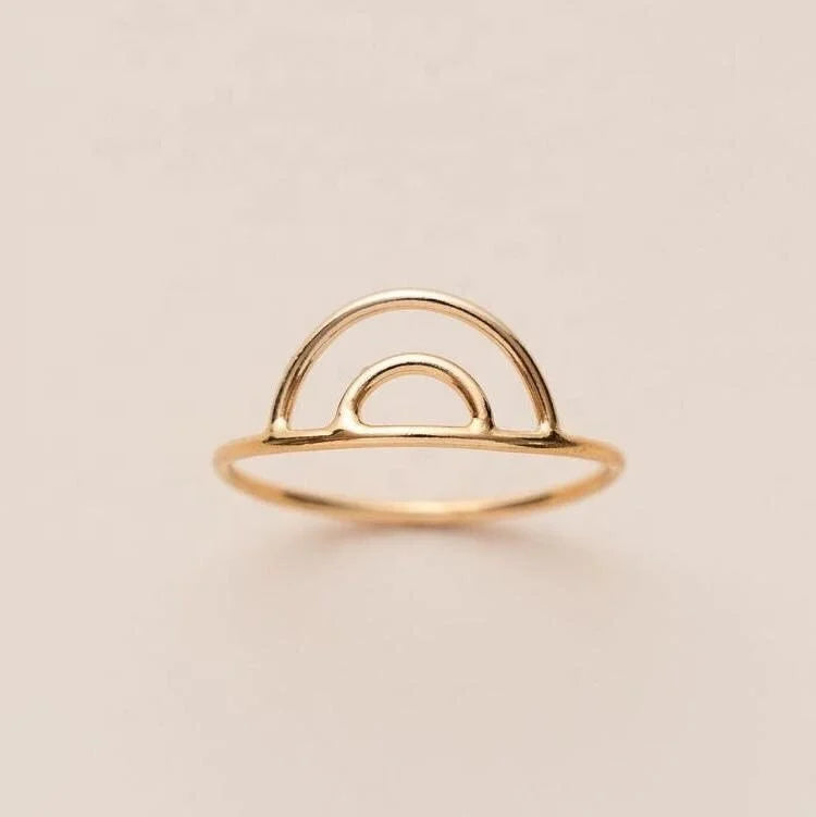 GP rainbow Double Arch Ring 14k Gold Filled Permanent Jewelry 14K GF Everyday Layering Rings Wholesale Fashion Jewelry for Women