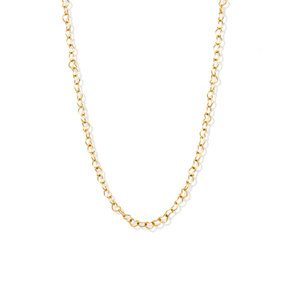 Chris April Fashion 18k Gold Plated Stainless Steel Hollow Hearts Link Chain Choker Necklace
