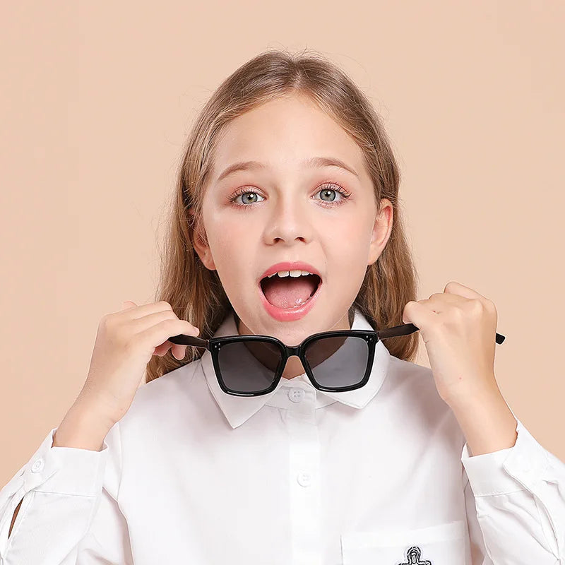 Flexible Silicone UV400 Protection Square Children Boys Polarized Sun Glasses Girls Kids Sunglasses